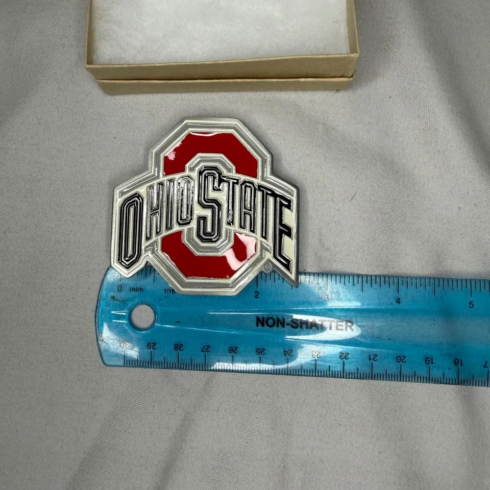 Ohio State Buckeyes Belt Buckle Mens NCAA Block O Logo Red Silver 2004 Vintage